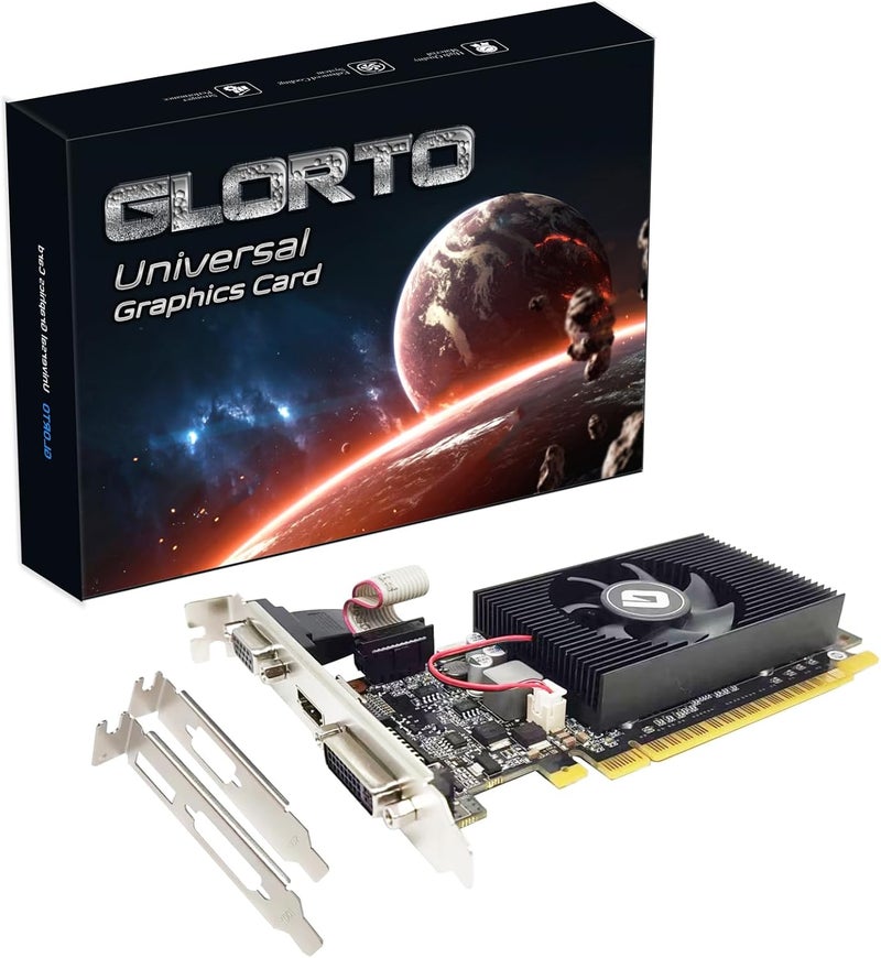 Glorto GeForce GT 610 2G DDR3 Low Profile Graphics Card, PCI Express 1.1 x16, HDMI/VGA/DVI, Entry Level GPU for PC, SFF and HTPC, Compatible with Win11 - Image 1